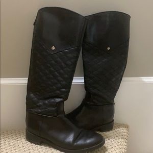 Tory Burch women’s black leather knee boots